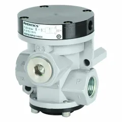 AVENTICS Pilot Air Control Valve: Three-Way / Two-Position, 1/2 in NPT, 1/2 in NPT, Remote Pilot (MPN 8227A1NP4014A00). Key specifications — attr1078830: Zinc Alloy; attr1078874: Spring Return; attr1078854: Normally Closed.
