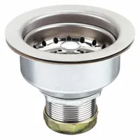 KISSLER Drain Assembly: Brass/Stainless Steel, Chrome, 2 1/2 in Overall Ht, 3 1/2 in Overall Dia (MPN 59-2035)
