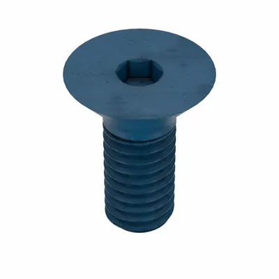 METRIC BLUE Socket Flat Head Screw: M4x0.70 Thread Size, 8 mm Lg, Flat, Blue Phosphate - Flat Head Socket Cap Screws