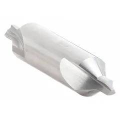 This plain-tip center drill is double-ended for extended tool life. It has a #7 size, 60° included angle, and 3 3/4 in overall length. Made of carbide, it is used to create precise conical starting holes for centering workpieces in lathe or drilling operations.