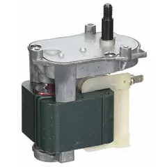 This auger motor drives the ice dispenser auger in refrigerators and freezers, rotating to push ice from the bin to the chute for dispensing. It is an OEM replacement component for maintaining proper ice delivery.