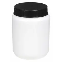 This HDPE lab jar has a 50.7 fl oz capacity, 111 mm body diameter, and 182 mm height. It is translucent, non-sterile, and includes a polypropylene closure. Suitable for storing, mixing, or sampling liquids and powders in laboratory environments.