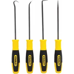 This hook and pick set includes five stainless steel tips: angle, hook, push, pull, and straight. The ergonomic plastic handles provide comfort during use. Suitable for precision tasks such as retrieving O-rings, positioning small parts, and probing in tight spaces in industrial maintenance, automotive repair, and electronics work.