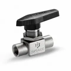 This HAM-LET ball valve is a straight-body, one-piece design with 1/8 in FNPT x FNPT connections and a lever handle. Constructed from stainless steel, it is suitable for on/off flow control in industrial piping systems, including instrumentation and high-purity fluid handling.