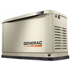 Air-cooled, single-phase standby generator rated at 240V AC and 37.5 A. Designed for natural gas or propane fuel, CARB compliant. Transfer switch not included. Suitable for backup power in residential and light commercial applications.