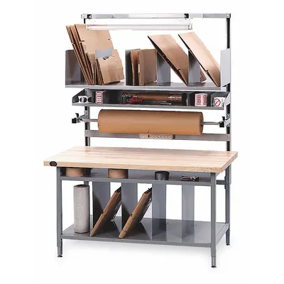 PRO-LINE Packing Table: 750 lb Wt Capacity, 30 in Min Tabletop Ht, 36 in Max Tabletop Ht - Wood-Top Packing Tables