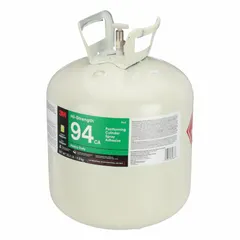 3M Hi-Strength 94CA is a red, pebble-pattern spray adhesive for woodworking and carpentry. It bonds metal and rubber, permits immediate repositioning while providing long-lasting strength, and is Greenguard Certified for interior use. Supplied in a 26.2 lb tank.