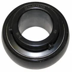 Radial/deep groove ball insert bearing with 9/16 in bore, 1 27/32 in OD, and 0.625 in outer ring width. Double sealed closure and set screw locking. Inch system. Used in conveyors, fans, and agricultural machinery where misalignment accommodation is needed.