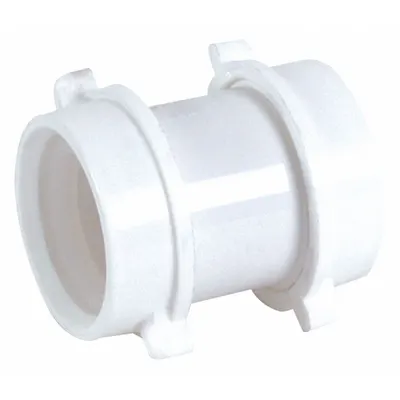 OEM Coupling: Plastic, White, 1 1/2 in Nominal Pipe Size, Slip - Couplings & Waste Connectors for Drains