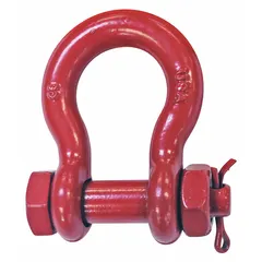 This CROSBY anchor shackle is designed for lifting applications, connecting slings, chains, or rigging hardware to a load. It has a working load limit of 9,500 lb and accommodates sling widths up to 2 in. The silver-finished body provides corrosion resistance for industrial use.