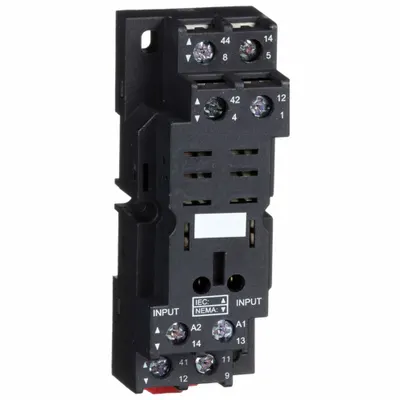 SCHNEIDER Relay Socket: 16 A Rating, DIN-Rail & Surface Socket Mounting, 8 Pins - DIN-Rail Mounted Sockets
