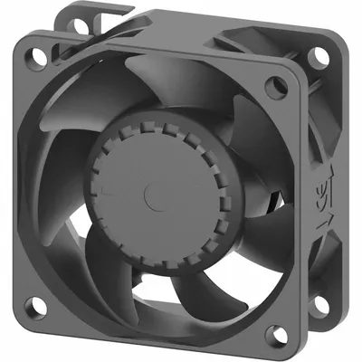 Dayton Axial Fan: 54.8 cfm Airflow @ 0.000 in SP, 2 3/8 in Ht, 1 in Dp, Lead Wires - Standard Square Axial Fans