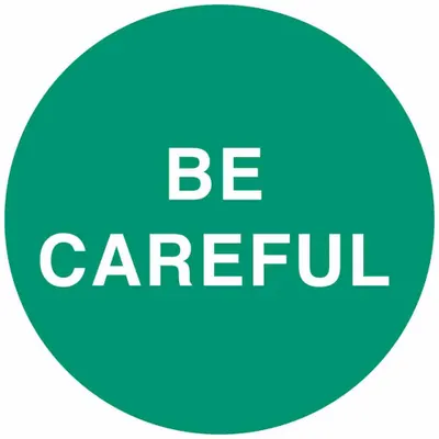 BRADY Hard Hat Label: Be Careful, 2 in Dia, English, Std, Non-Reflective, Universal - Safety