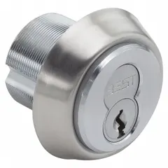 This BEST mortise cylinder features an interchangeable core design, allowing quick rekeying without removing the entire lock assembly. Finished in chrome, it includes a ring and is configured with 7 pins. Suitable for commercial door hardware systems requiring keyed access control.