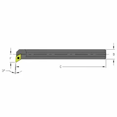 Indexable boring bar for precision internal machining operations such as boring, turning, and facing. Designed for use with indexable inserts, enabling efficient material removal in internal diameter operations. Suitable for applications requiring tight tolerances and good surface finish.