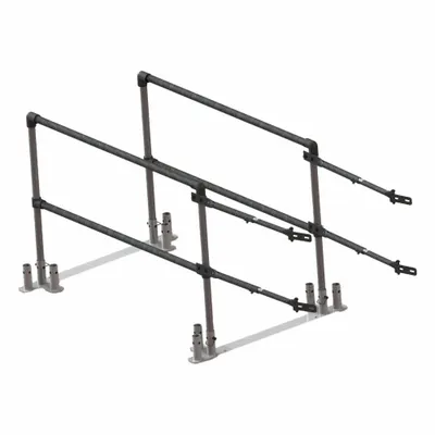 GARLOCK SAFETY SYSTEMS Guardrail: 6 ft x 42 in, 20 in Mid-Rail Ht, Permanent, Gray - Guardrail Components for Ladder Entry