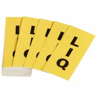 Pipe Marker Label Kit: LIQ, Yellow, Black, Fits 2 1/2 to 7 7/8 in Pipe O.D., 50 Pipe Markers, 50 PK (MPN 176233)