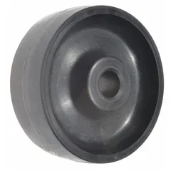 This black nylon replacement wheel is designed for use with machine rollers in material handling applications. It is compatible with machine roller types 2MPR4, 2MPR5, and 2MPR9. The wheel provides a smooth rolling surface for conveyor systems and other industrial equipment.
