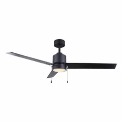 Industrial ceiling fan with 52-inch blade diameter, 3 speeds, and integrated light kit. Operates on 120V AC single-phase power at 0.27 A. Suitable for air circulation in large commercial and industrial spaces.