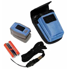 The MEDSOURCE MS-74003 is a fingertip pulse oximeter that noninvasively measures arterial oxygen saturation (SpO2) and pulse rate. It features a color OLED display and operates on AAA batteries. This device is used for patient monitoring, altitude training, and wellness checks in clinical and industrial settings.