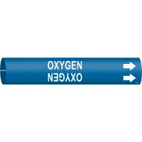Pipe Marker: Oxygen, Blue, White, Fits 4 to 6 in Pipe O.D., 1 Pipe Markers, With Arrows (MPN 4107-D)