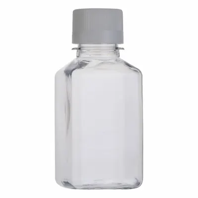 DYNALON Media Bottle: PETG, 250 mL Capacity - mL, HDPE, Media, Square, Clear - Plastic Lab Media Bottles