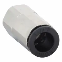 Nylon and nickel-plated brass tube fitting for connecting 8 mm OD tubing to 1/8 in FBSPP threads. Push-to-connect design enables tool-free installation in pneumatic or fluid systems. Supplied in a pack of 10