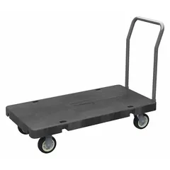 AKRO-MILS Platform Truck: 3,000 lb, 48 in L x 24 in W x 38 3/4 in H Overall Dim., Black/Gray (MPN V90166A1411VD). Key specifications — attr1345828: Gray; attr1345811: (2) Swivel; attr1345838: AKRO-MILS.