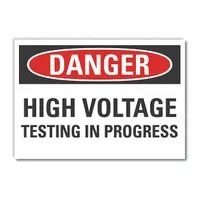 High Voltage Danger Reflective Label: Reflective Sheeting, Adhesive Sign Mounting, Engineer Grade (MPN LCU4-0522-RD_5X3.5)