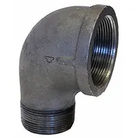 ANVIL Metal Pipe Elbow: 90° Elbow, 300 psi @ 150° F, 1 1/2 in x 1 1/4 in, Malleable Iron (MPN 0311019806)