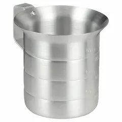 This 1-quart liquid measuring cup is constructed from gray aluminum and is NSF Certified for commercial use. It features 1-quart graduation subdivisions for accurate measurement. Suitable for use in commercial kitchens and foodservice operations for measuring liquids.