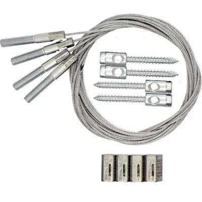 DURODYNE Suspension Kit: 10 ft Cable Lg, WC3 Cable Size, 3/8 in Fitting Size, Threaded Stud - Struts and Mounting Kits