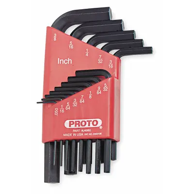 PROTO Hex Key Set: 11 - 15 Pieces, L, SAE, Std End, Short, 13 Pieces, Holder - L-Shaped Hex Key Sets