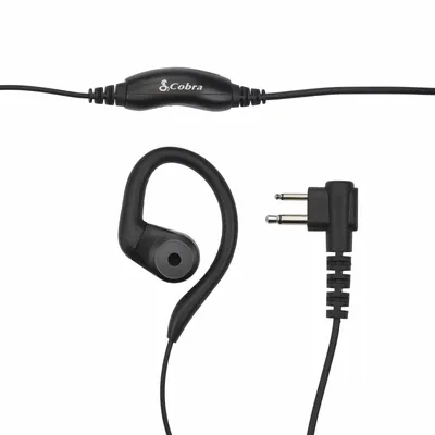 COBRA Earpiece: Fits Cobra, For Performa Series, Ear Hook, Push To Talk, Black - COBRA-Compatible Earpieces & Headsets