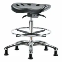 Tractor Stool: Polyurethane, Ht Range 20 in to 28 in, 17 in Seat Wd, 14 in Seat Dp, 5 Glides, Black (MPN PTMBSO-CR-CF-RG-BLK)
