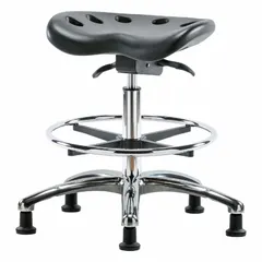 Polyurethane Lab Stool, 20-28 in Height, Black
