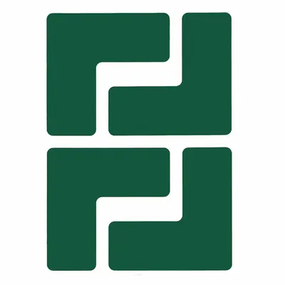 BRADY Floor Marking Tape: L, Solid, Green, No Legend, 2 in x 5 in, 8 mil Tape Thick - L-Shaped Floor Marking Tape