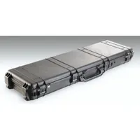This PELICAN standard long case measures 13 1/2 in x 50 1/2 in x 5 1/4 in and is constructed from plastic with a double-throw closure. It weighs 23 lb, includes two wheels, and is supplied without foam. Suitable for transporting and protecting equipment in industrial, field-service, and logistics settings