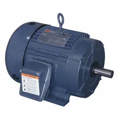 Totally enclosed fan-cooled 3-phase AC motor with rigid base mount. Rated 1 1/2 hp, 1180 RPM at 60 Hz, dual voltage 230/460V AC, full load current 4.7/2.4 A. Suitable for industrial equipment such as pumps, fans, conveyors, and compressors in dusty or damp environments.