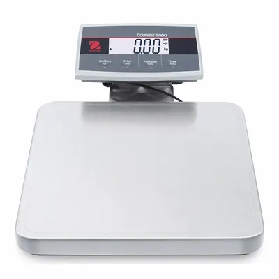 OHAUS Shipping Scale: 100 lb Wt Capacity - Imperial, 12 5/8 in Weighing Surface Dp - Shipping Bench Scales with Column-Mounted Indicator