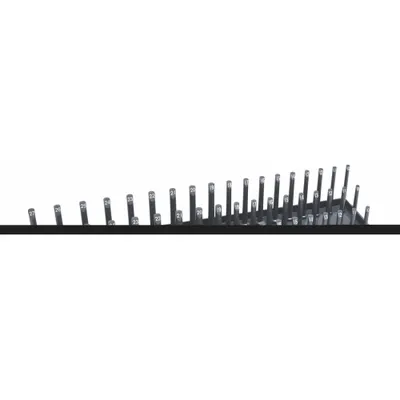 HANSEN Socket Tray: Gray, 22 in Overall Wd, 54 Posts/Slots, Plastic - Socket Rails & Trays