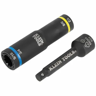 KLEIN TOOLS: 1/2 in Drive Size, 1/2 to 9/16 in Socket Size - Flip Socket Sets