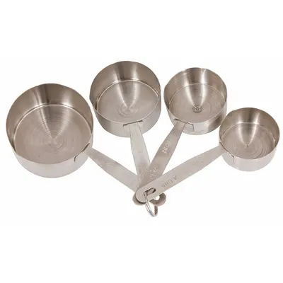 CRESTWARE Measuring Cup Set: Dry, 0.25 C Capacity, Stainless Steel, 4 Pieces, Gray - Measuring Cup Sets