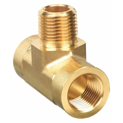 PARKER Metal Pipe Tee: Tee, 3/8 in x 3/8 in x 3/8 in, 2,700 psi, 2 3/64 in Lg - Threaded High-Pressure Pipe Fittings