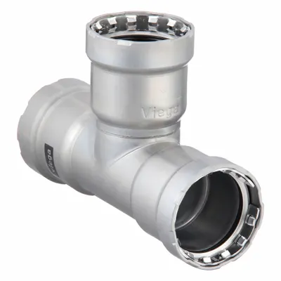 VIEGA MEGAPRESS Crimp Tee Fitting, 1 1/4 in x 1 1/4 in x 1 1/4 in, Steel, EPDM - Steel Press Pipe Fittings