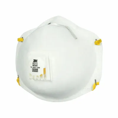 3M Disposable Respirator: Dual, Non-Adj, Metal Nose Clip, Std, White, M Mask Size - N95 Respirators with Exhalation Valve