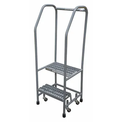 COTTERMAN Rolling Ladder: 1.7 ft Platform Ht, Assembled, Stainless Steel - Steel Weight-Actuated Ladders