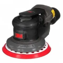 This pneumatic random orbital sander features a 5-inch hook and loop/pressure sensitive adhesive disc interface. With a 3/8-inch orbit and 0.3 hp motor, it is suited for fine finishing and material removal on surfaces such as wood, metal, and composites. The central vacuum design connects to a dust extraction system for cleaner operation.