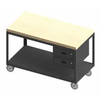 DURHAM MFG Workbench: Fixed Ht, Butcher Block, 60 in x 30 in, 1,200 lb Overall Load Capacity (MPN HMT-3060-2-MT-2DR-95)