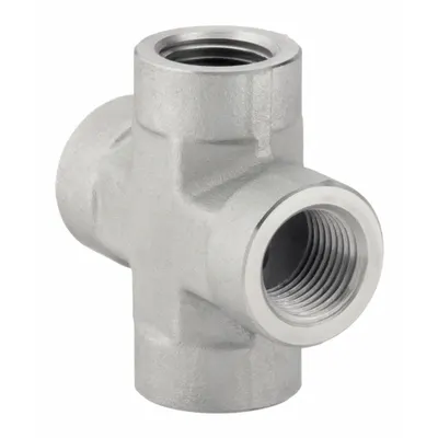 PARKER Metal Pipe Cross: Cross, Steel, 1/8 in x 1/8 in x 1/8 in x 1/8 in - Hydraulic Threaded Extreme-Pressure Pipe Fittings